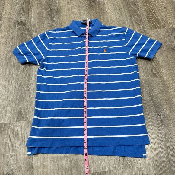 Polo Ralph Lauren Polo Mens Large Blue Striped Short Sleeve Piqué Polo Shirt - Picture 4 of 13